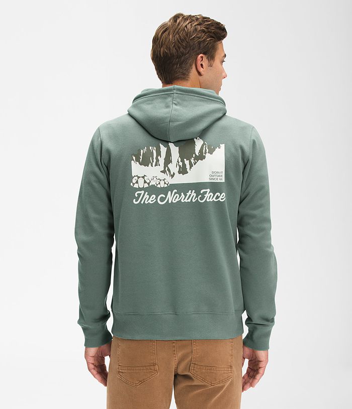 Sudadera Con Capucha The North Face Hombre Verde Mountain Scene Pullover 37041GTKC